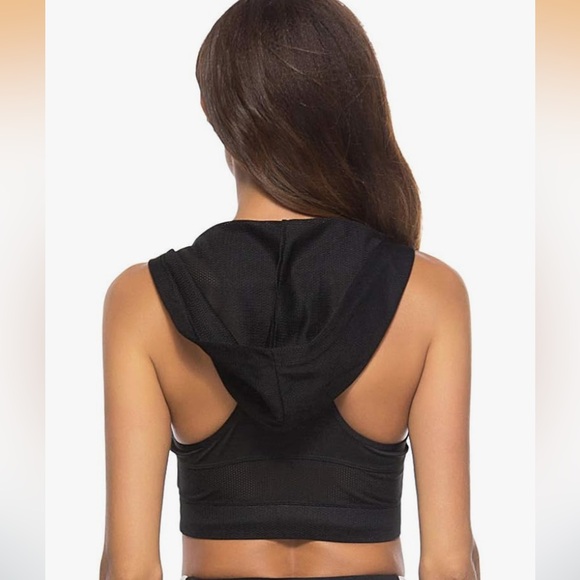 Unbranded Black Mesh Sports Bra with Hood large - Picture 4 of 5